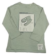 Zelenošedé tričko s dinosaurom Topolino