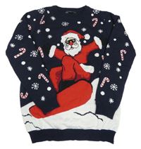 Tmavomodrý sveter so Santou Primark