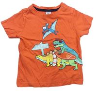 Tmavooranžové tričko s dinosaurami dopodopo