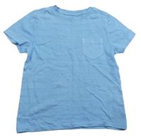 Svetlomodré pruhované/žebrované tričko s vreckom Nutmeg