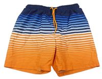 Oranžovo-tmavomodro-modro-biele pruhované plážové kraťasy LC WaIKIKI