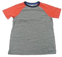 Sivo-červeno-tmavomodré melírované tričko OLD NAVY