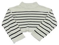 Bielo-čierny pruhovaný rebrovaný pletený crop sveter H&M