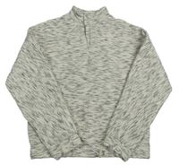 Bielo-sivo-čierna melírovaná prešívaná vyteplená oversize mikina Matalan