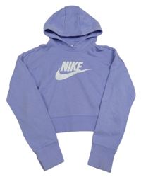 Fialovomodrá crop mikina s logem a kapucí Nike