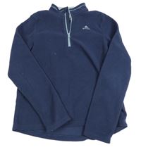 Tmavomodrá fleecová funkčná mikina s logom Quechua