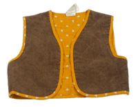 Hnědo-oranžové prošívané manšestrové vyteplené bolérko so srdiečkami