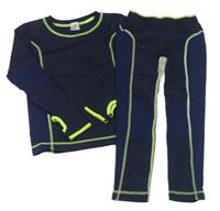 2Set - Čierno-safírovo-limetkové melírované funkčné thermo triko + nohavice zn. Topolino