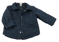 Tmavomodrá prešívaná šušťáková zateplená bunda H&M