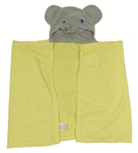 Žluto-šedá froté zavinovací osuška s kapucí - sloník 