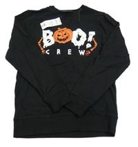 Nové - čierna mikina s nápismi a tekvicou PEP&CO