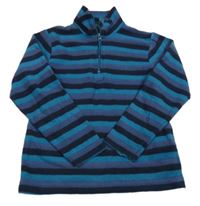 Modro-tmavomodro-čierna pruhovaná fleecová funkčná mikina MOUNTAIN WAREHOUSE