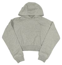 Sivá melírovaná crop mikina s 3D nápisom a číslom a kapucňou F&F