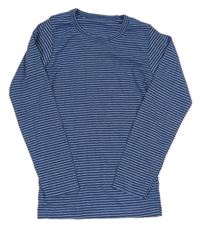 Modro-tmavomodré pruhované thermo tričko