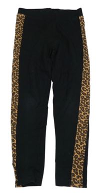 Černo-hnědo-tmavohnědé legíny se vzorem 