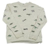 Svetlosivý melírovaný sveter s dinosaurami H&M