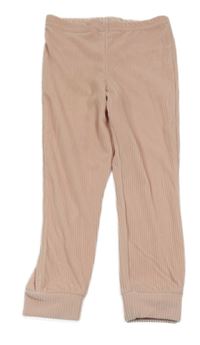 Svetloružové rebrované plyšové tepláky Tu