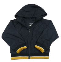 Tmavomodro-černo-medový šusťákový jarní bomber s kapucňou PRIMARK