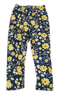 Tmavomodré legíny s květy 