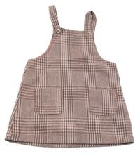 Mahagónovo-smotanové kockované vzorované vlnené šaty Next