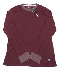 Nové - mahagonový žebrovaný svetr Abercrombie&Fitch