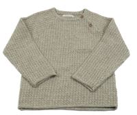 Šedobéžový melírovaný žebrovaný svetr s kapsou RESERVED