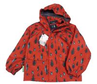 Nové - červená šusťáková jarní bunda s brouky a kapucí Rydate