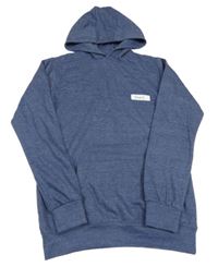 Tmavomodrá melírovaná prepínaci mikina s nápismi a vreckom a kapucňou Y.F.K.