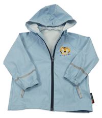 Svetlomodrá nepromokavá bunda s tigrom a kapucňou lupilu