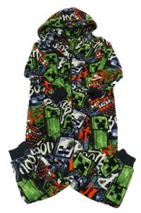 Barevno-černá plyšová kombinéza s Minecraft a kapucí Next