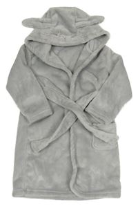 Světlešedý plyšový župan s kapucí s čumáčkem George
