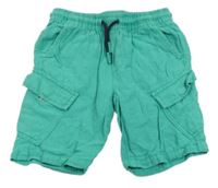 Zeleno-tyrkysové cargo lněné kraťasy KIABI