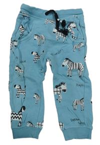 Modré turecké tepláky se zebrami a kapsou H&M