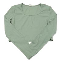 Světlekhaki rebrované crop tričko SHEIN