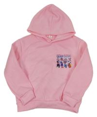 Svetloružová tepláková mikina s dievčatkom a kapucňou