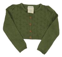 Khaki perforované propínací svetrové bolérko