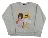 Světlešedá melírovaná mikina s Barbie Tu