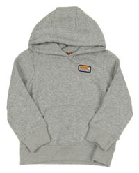 Šedá melírovaná teplá mikina s nášivkou a kapsou a kapucí SOULCAL&CO