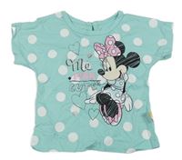 Mentolové tričko s Minnie a bodkami