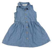 Modré melírované plátenné prepínaci košeľové šaty H&M