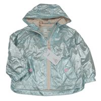 Nové - světlemodrá metalická šusťáková jarní bunda s kapucí M&S