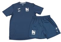 2Set - Tmavomodré funkční sportovní tričko s logem + kraťasy Joma