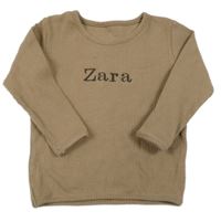 Hnedá rebrovaná mikina s logom Zara