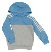 Modro-šedá/melírovaná mikina s vreckom a kapucňou Adidas