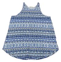 Modro-biely vzorovaný voľné ý top H&M