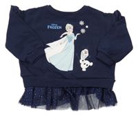 Tmavomodrá oversize mikina s Elsou a volánky George