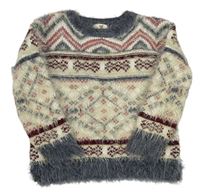 Farebný vzorovaný chlpatý sveter Zara
