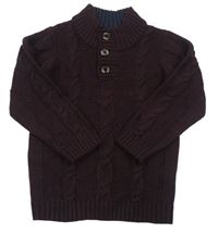 Fialový vlnený sveter s copánkovým vzorom M&Co.