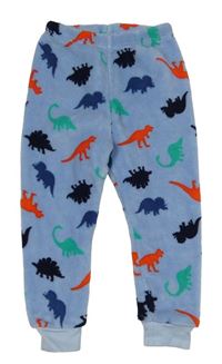 Modré chlupaté pyžamové kalhoty s dinosaury Matalan