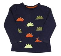 Tmavomodré triko s dinosaury Mothercare 